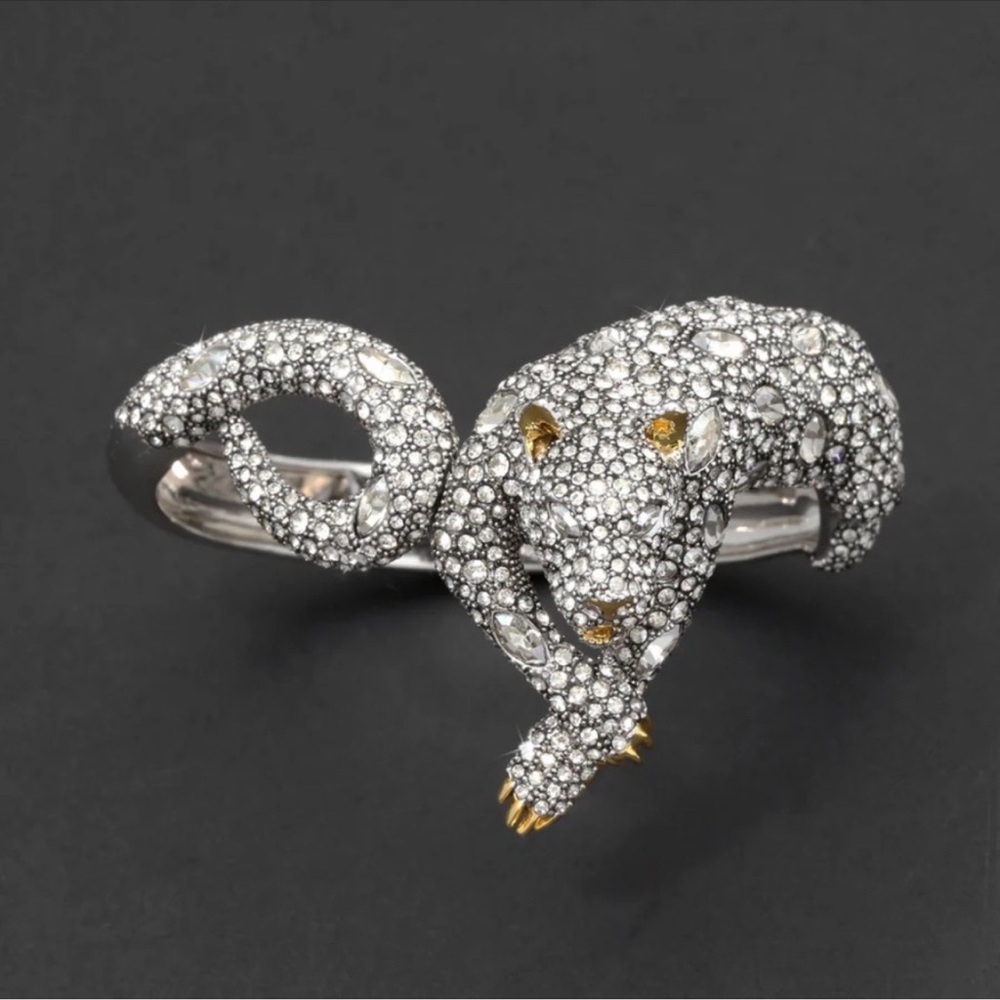 Alexis Bittar Crystal Pavé Leopard Bracelet with Gold Accents